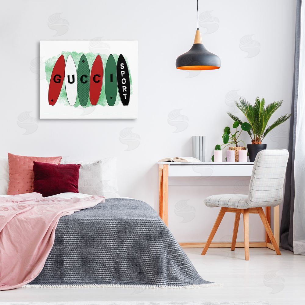 Martina Pavlova Stylish Glam Surfboards Canvas Wall Art Print in Room