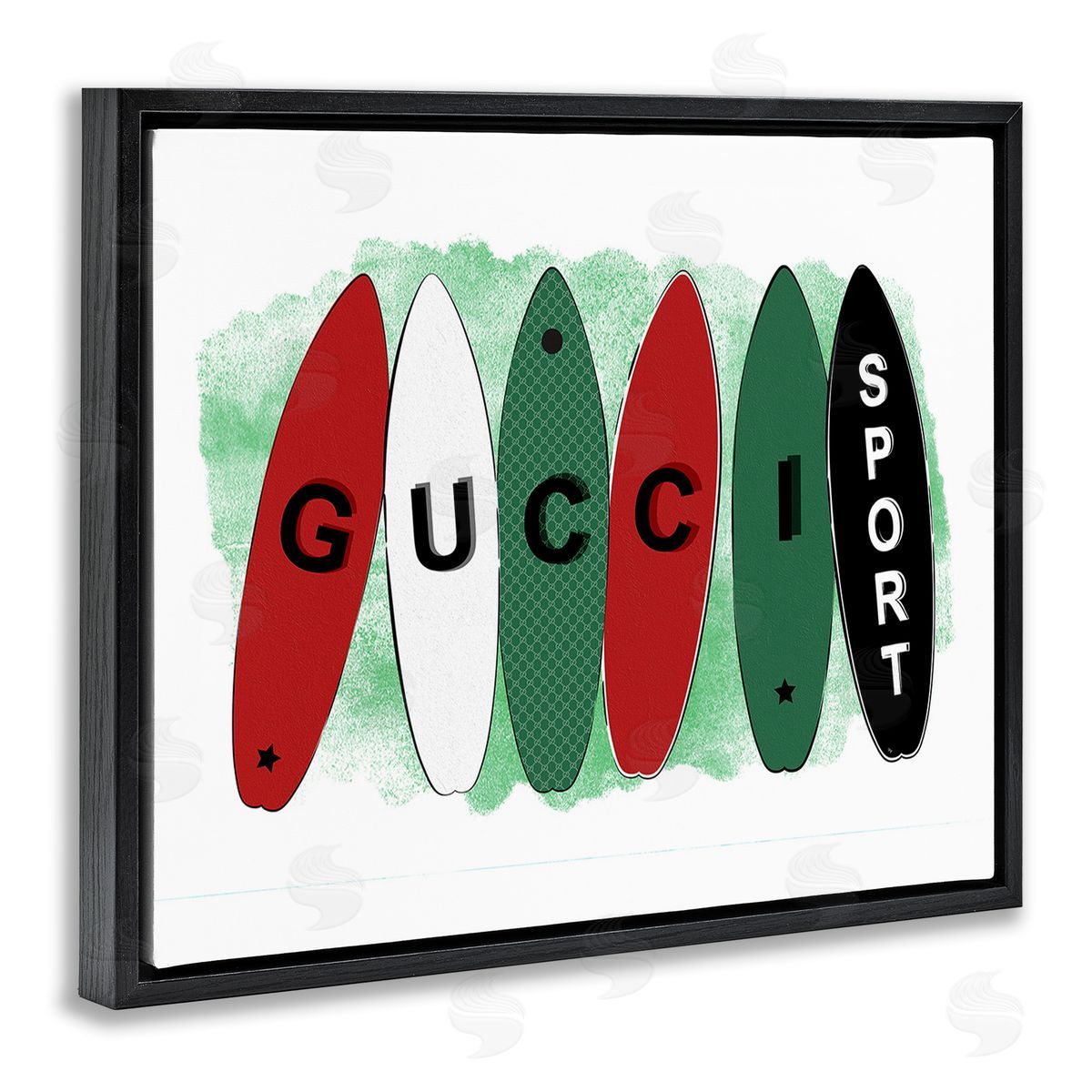 Martina Pavlova Stylish Glam Surfboards Black Floating Frame Canvas Wall Art Print