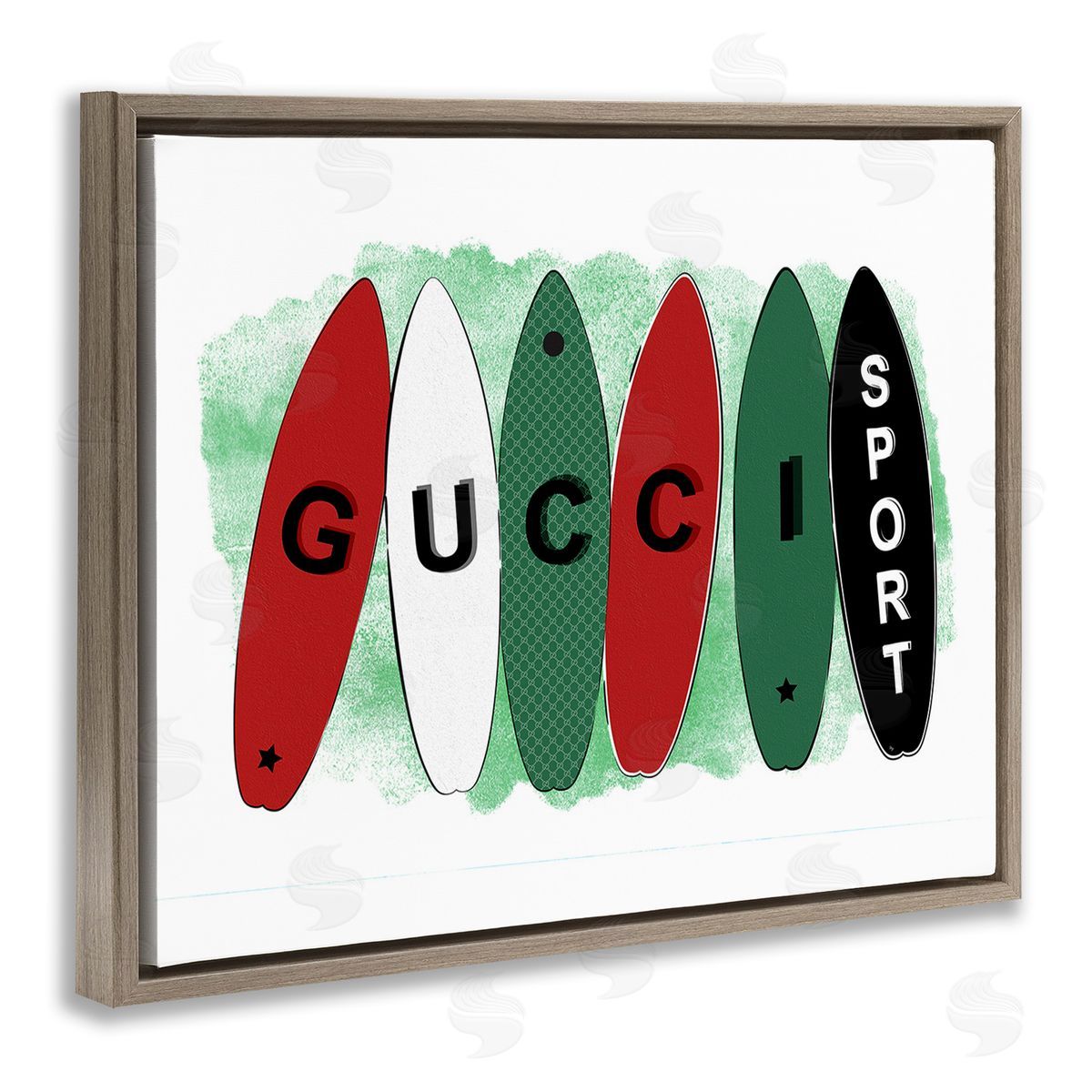 Martina Pavlova Stylish Glam Surfboards Brown Floating Frame Canvas Wall Art Print