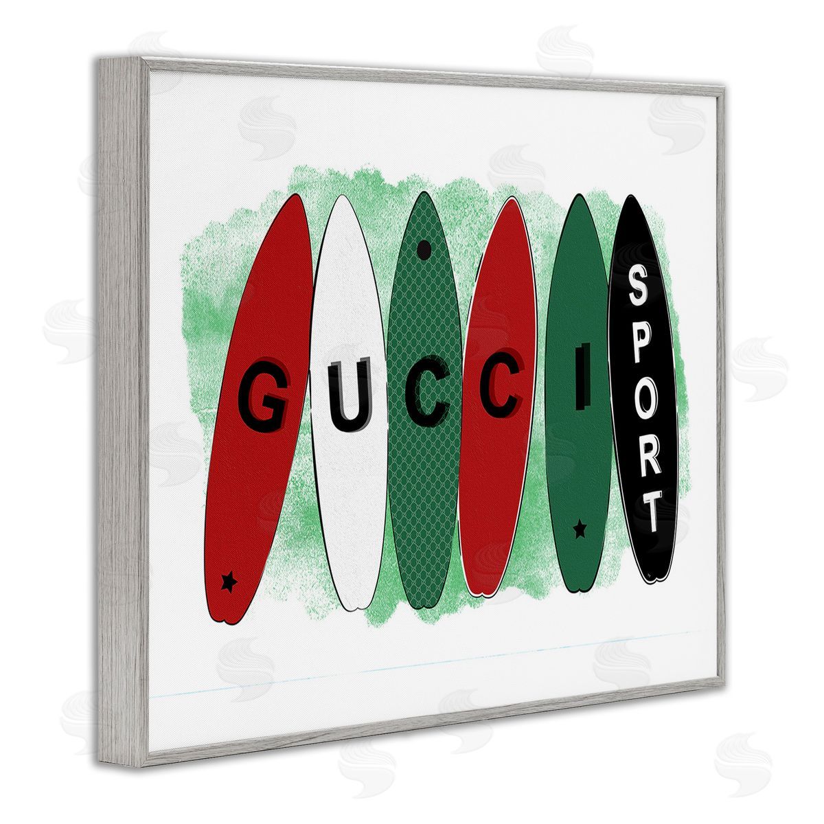Martina Pavlova Stylish Glam Surfboards Gray Framed Giclee Wall Art Print