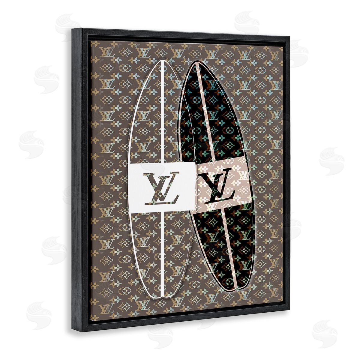 Martina Pavlova Fashion Patterned Surf Black Floating Frame Canvas Wall Art Print