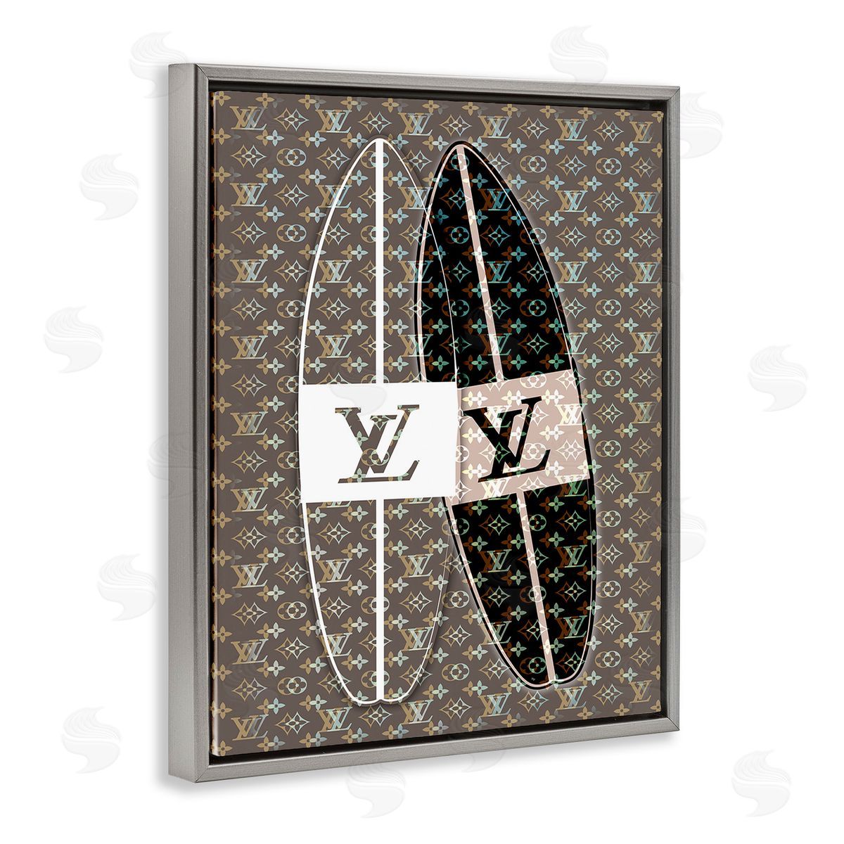 Martina Pavlova Fashion Patterned Surf Gray Floating Frame Canvas Wall Art Print