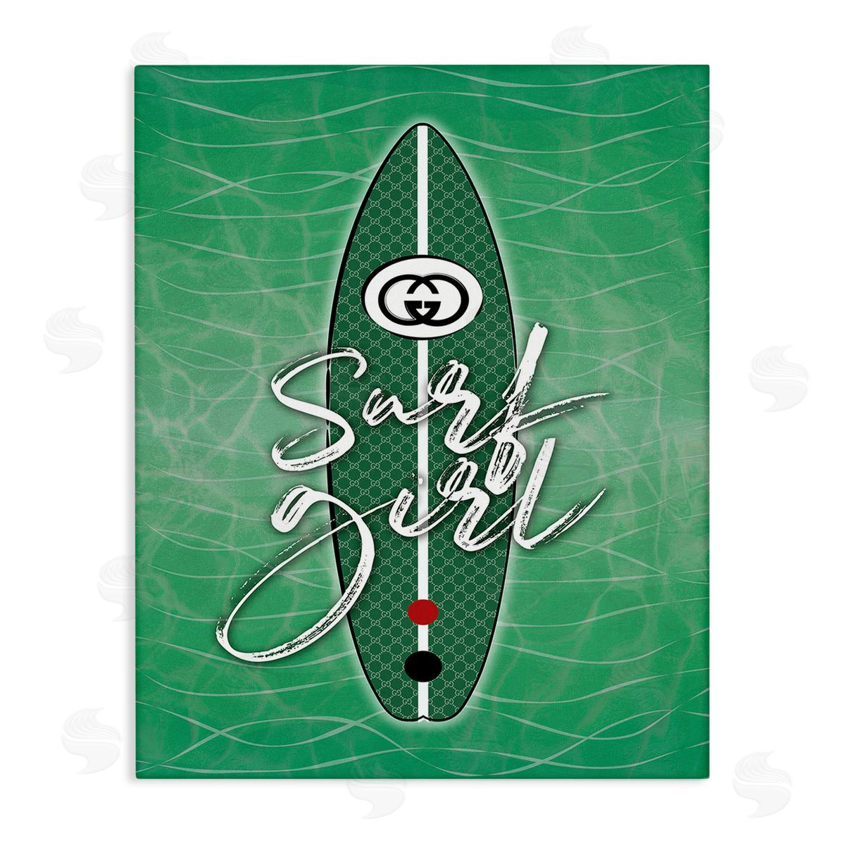 Martina Pavlova Surf Girl on Green Canvas Wall Art Print