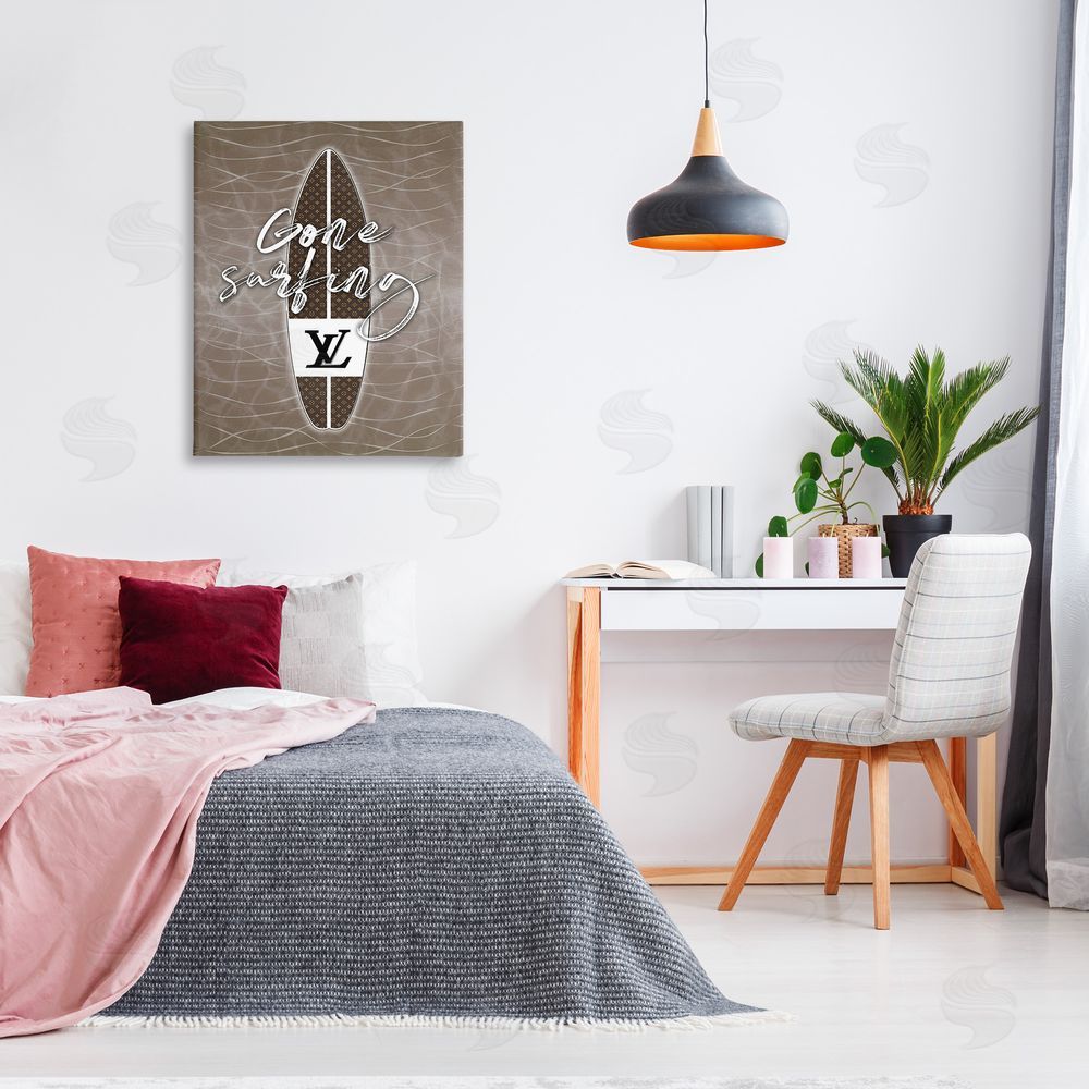 Martina Pavlova Gone Surfing Glam Phrase Canvas Wall Art Print in Room