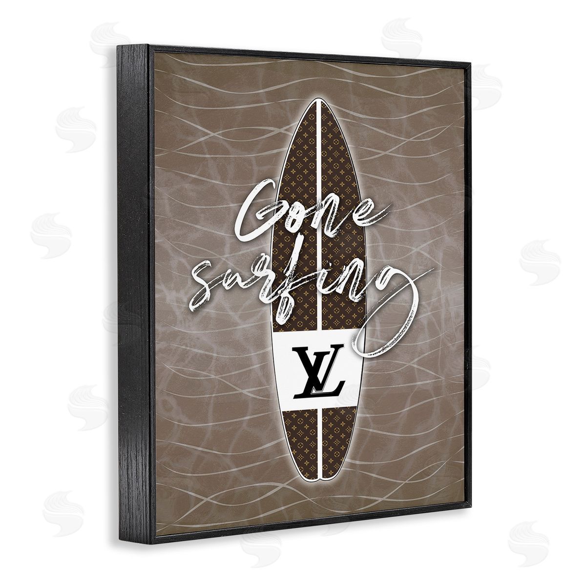 Martina Pavlova Gone Surfing Glam Phrase Black Framed Giclee Wall Art Print