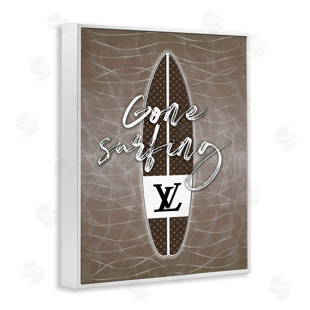 Martina Pavlova Gone Surfing Glam Phrase White Framed Giclee Wall Art Print