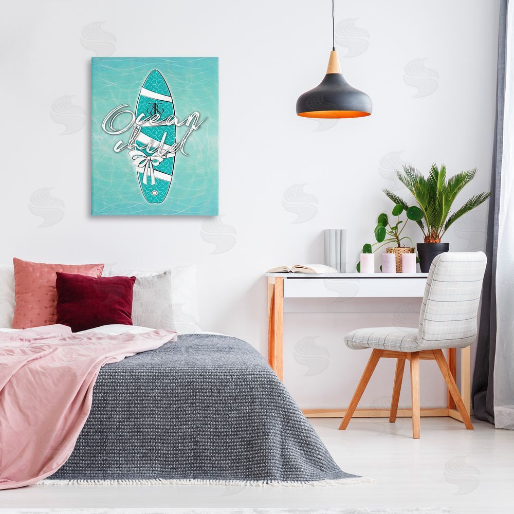 Martina Pavlova Ocean Child Surfboard Canvas Wall Art Print in Room