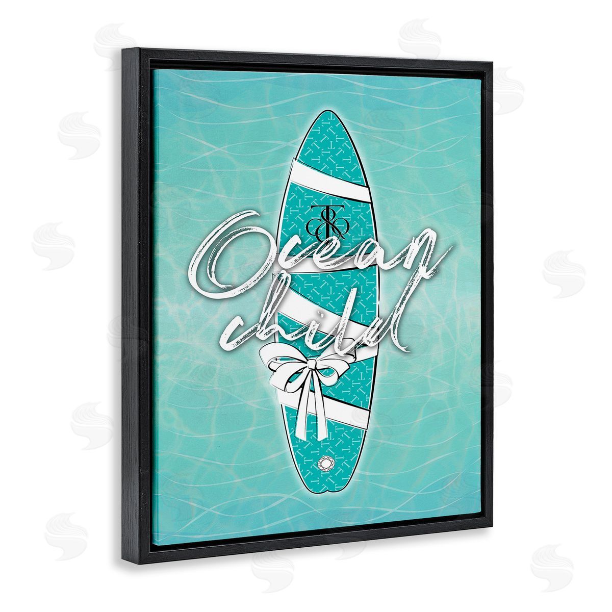 Martina Pavlova Ocean Child Surfboard Black Floating Frame Canvas Wall Art Print
