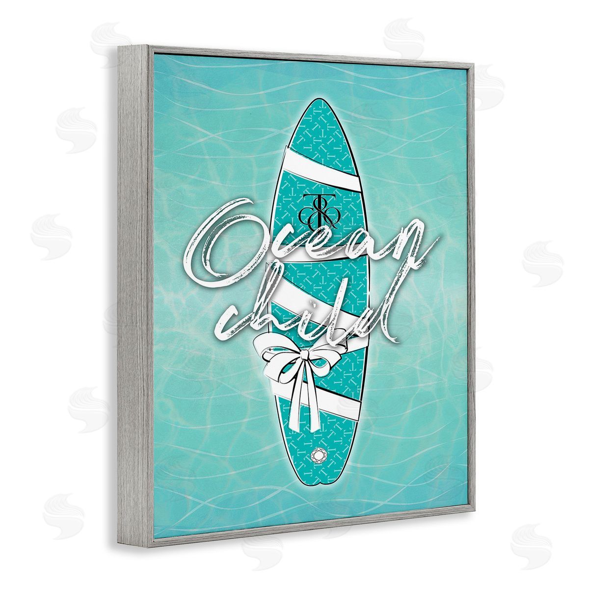 Martina Pavlova Ocean Child Surfboard Gray Framed Giclee Wall Art Print