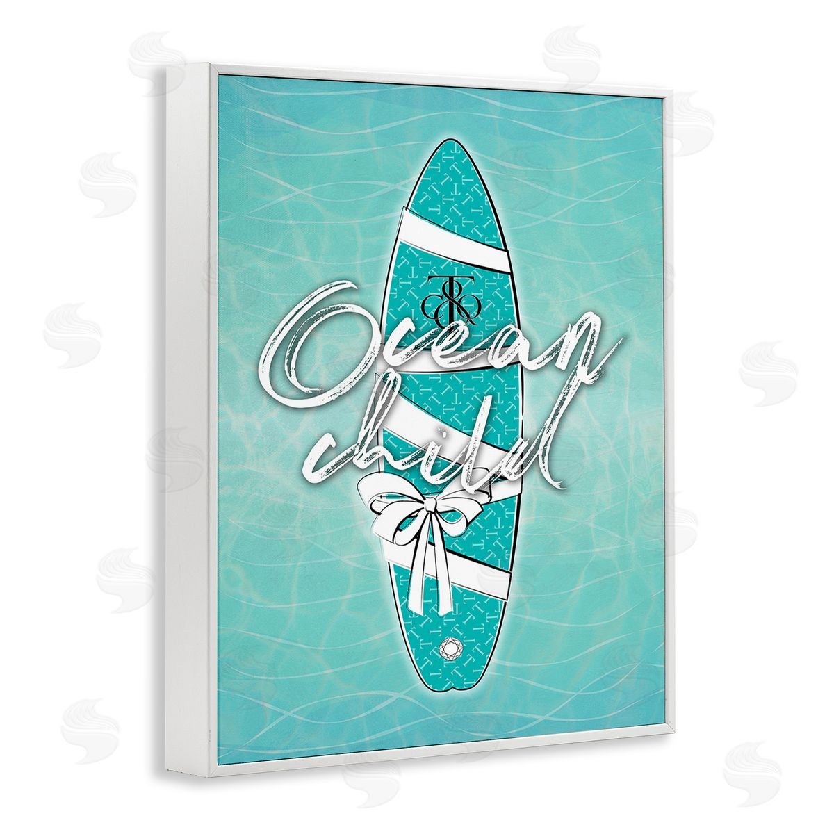 Martina Pavlova Ocean Child Surfboard White Framed Giclee Wall Art Print