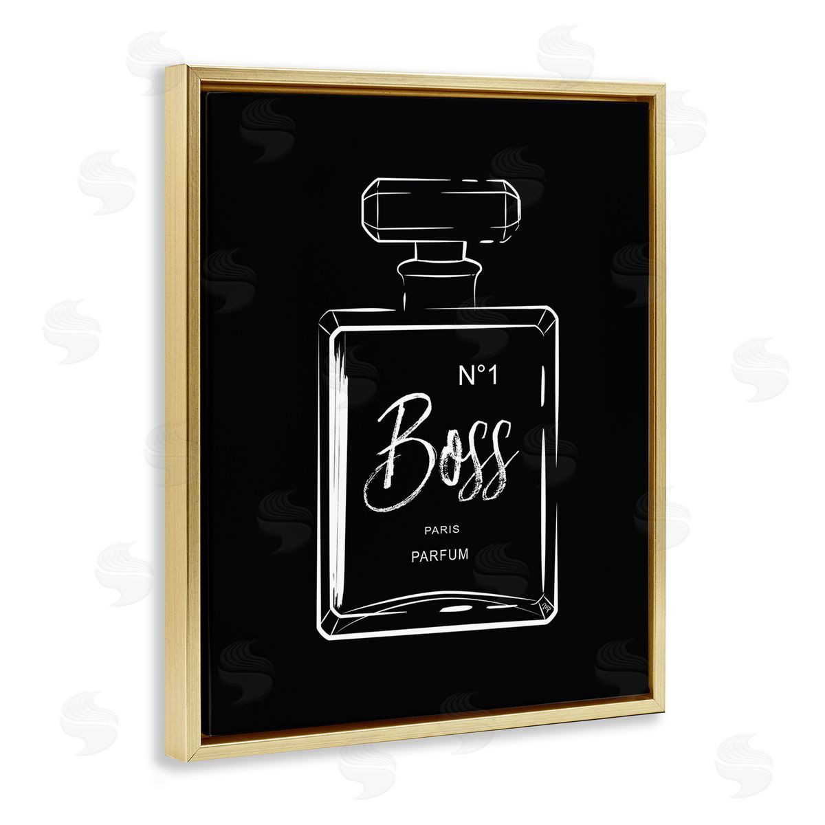 Martina Pavlova Boss Perfume on Black Gold Floating Frame Canvas Wall Art Print