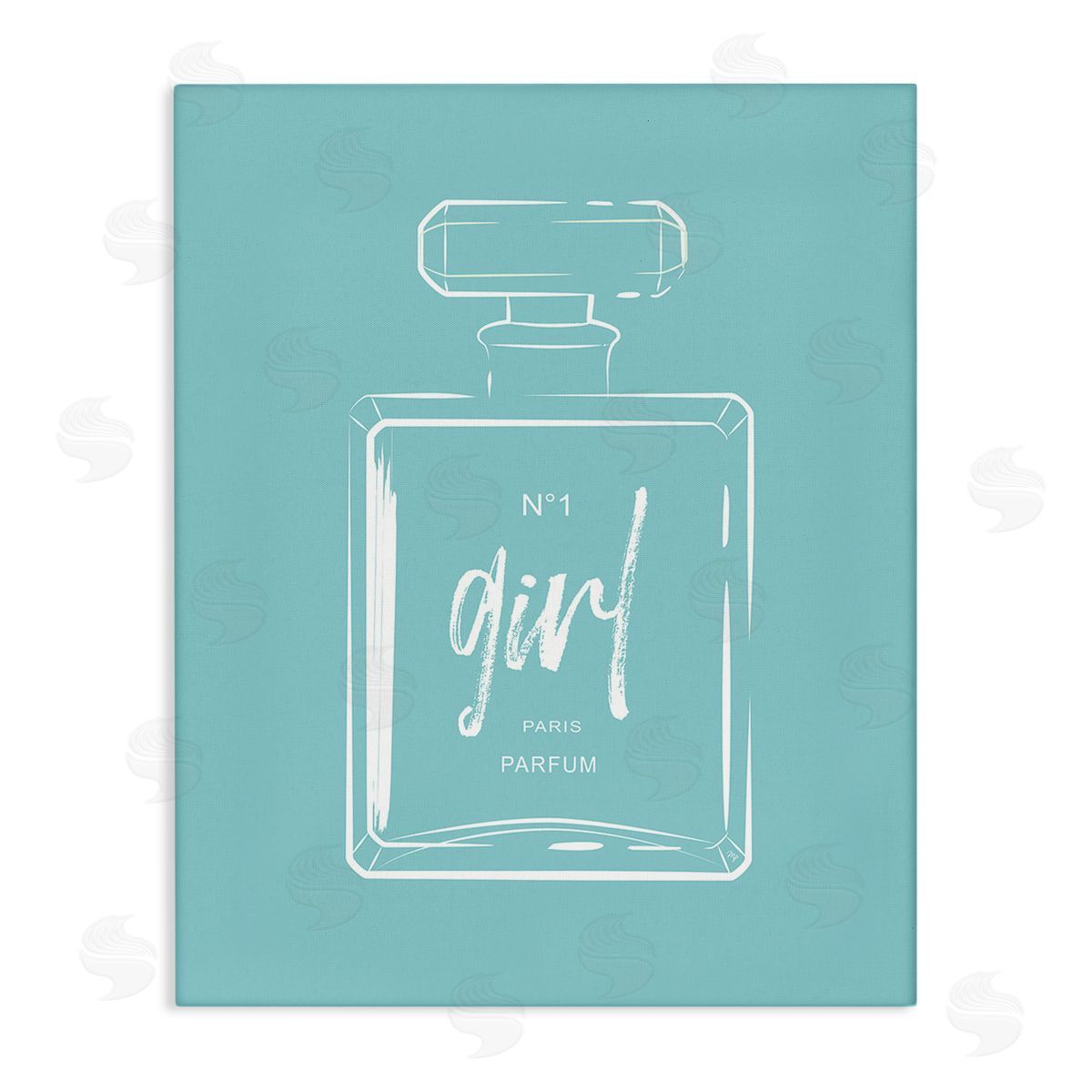 Martina Pavlova Perfume Bottle on Blue Canvas Wall Art Print