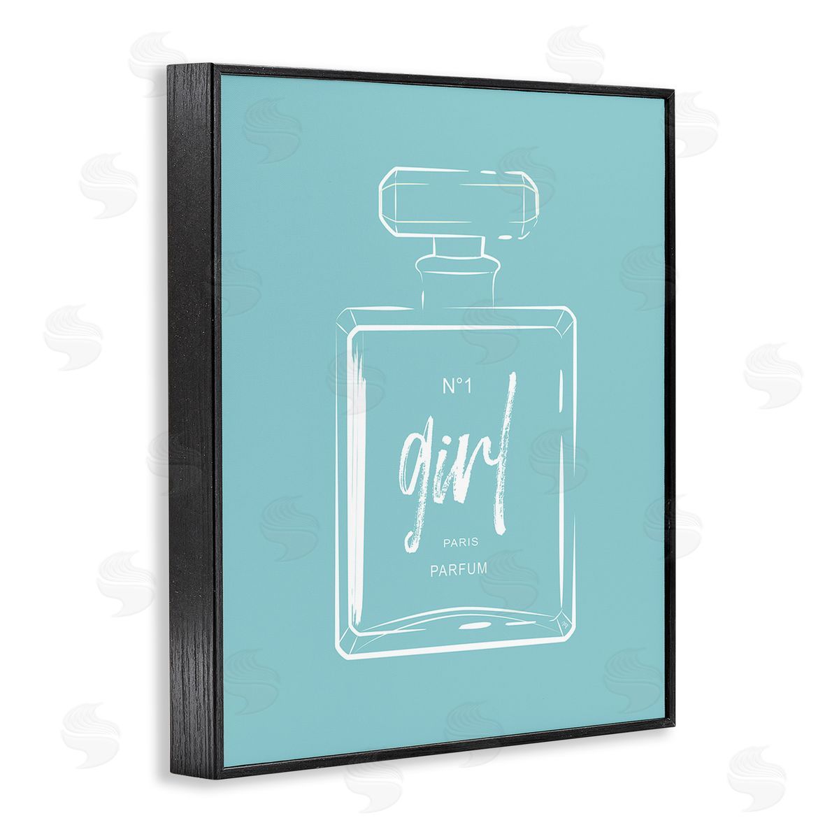 Martina Pavlova Perfume Bottle on Blue Black Framed Giclee Wall Art Print