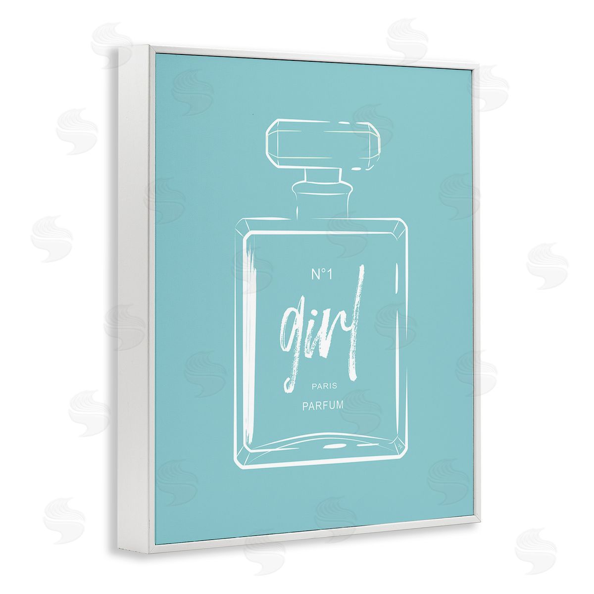 Martina Pavlova Perfume Bottle on Blue White Framed Giclee Wall Art Print