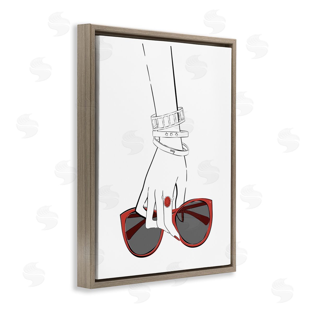 Martina Pavlova Minimal Hand with Jewelry Brown Floating Frame Canvas Wall Art Print