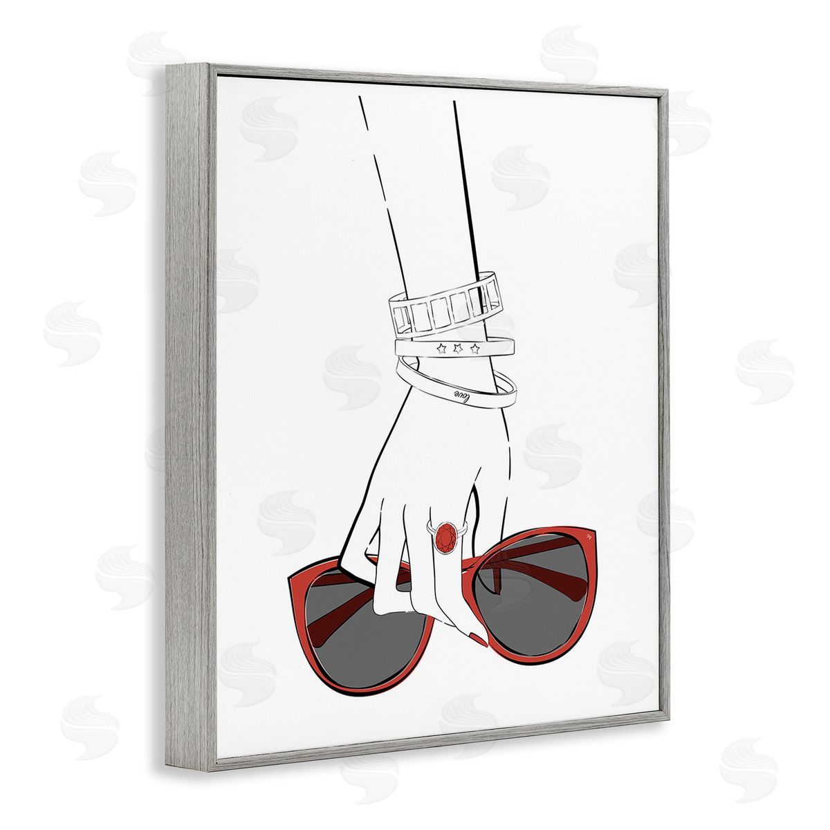 Martina Pavlova Minimal Hand with Jewelry Gray Framed Giclee Wall Art Print