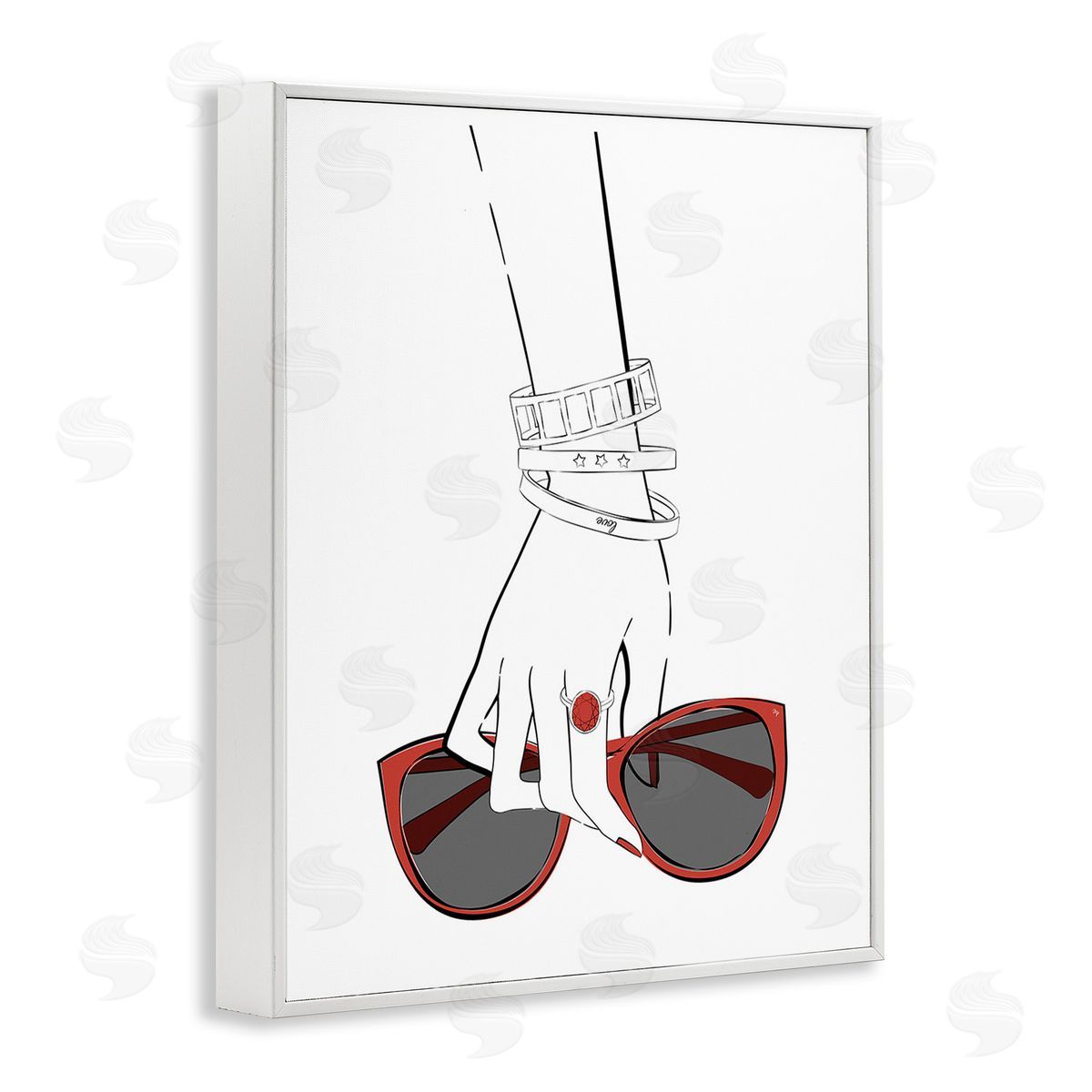 Martina Pavlova Minimal Hand with Jewelry White Framed Giclee Wall Art Print