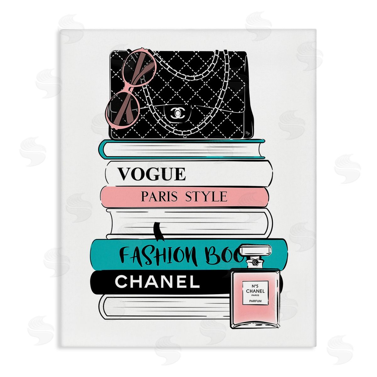 Martina Pavlova Pink & Blue Bookstack Canvas Wall Art Print