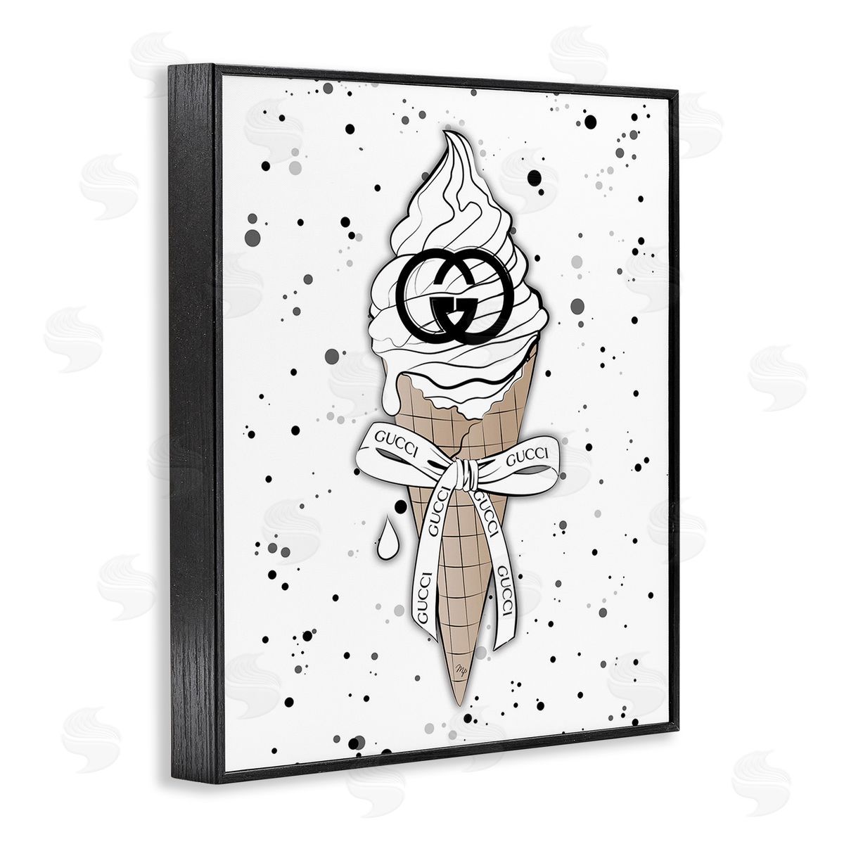 Martina Pavlova Glam Ice Cream Pattern Black Framed Giclee Wall Art Print