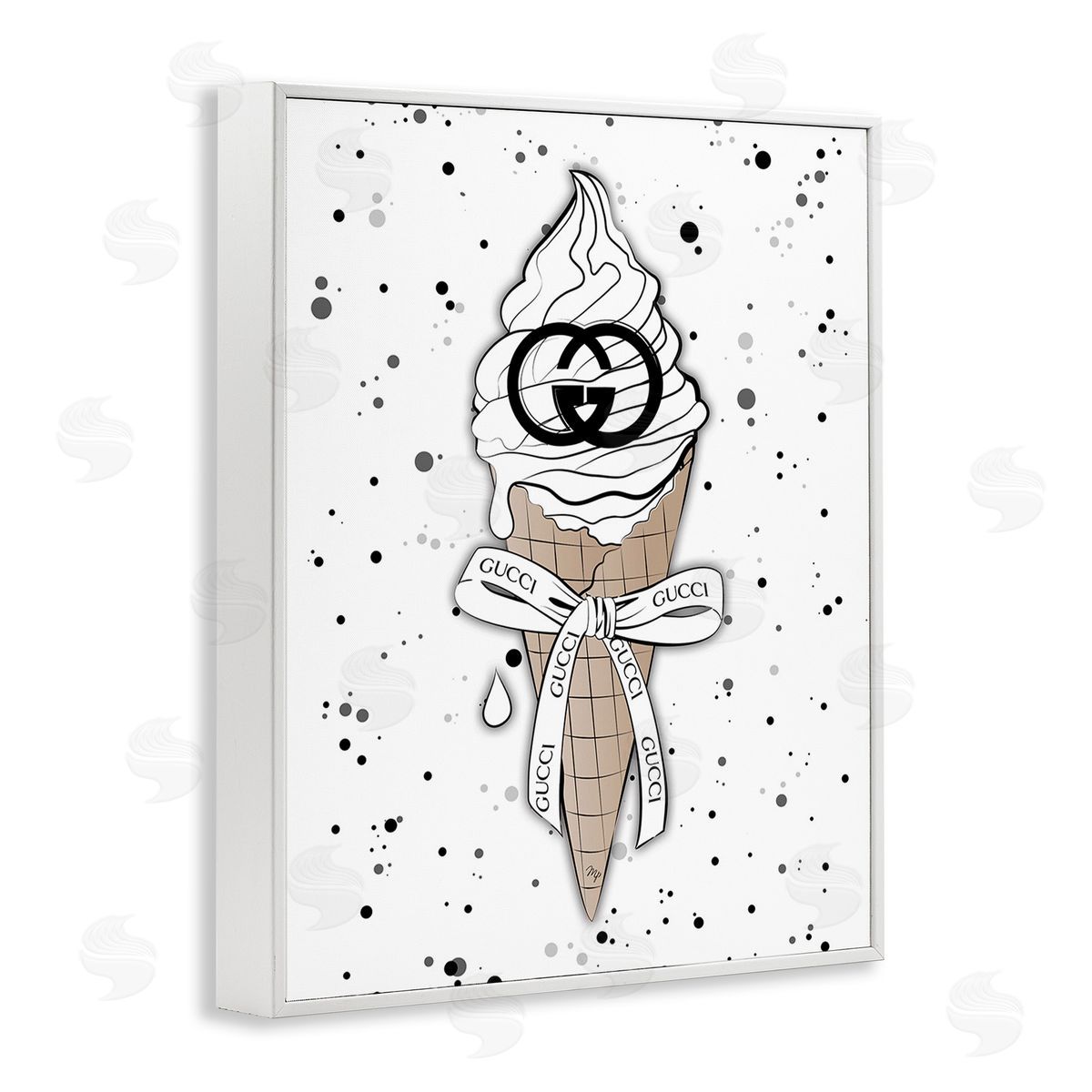 Martina Pavlova Glam Ice Cream Pattern White Framed Giclee Wall Art Print