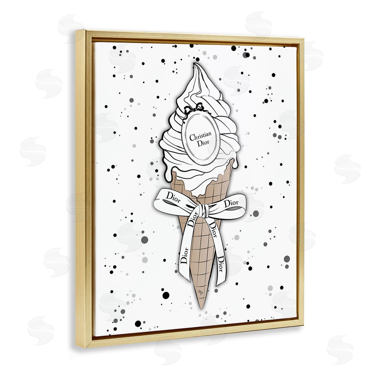 Martina Pavlova Glam Brand Dessert Gold Floating Frame Canvas Wall Art Print