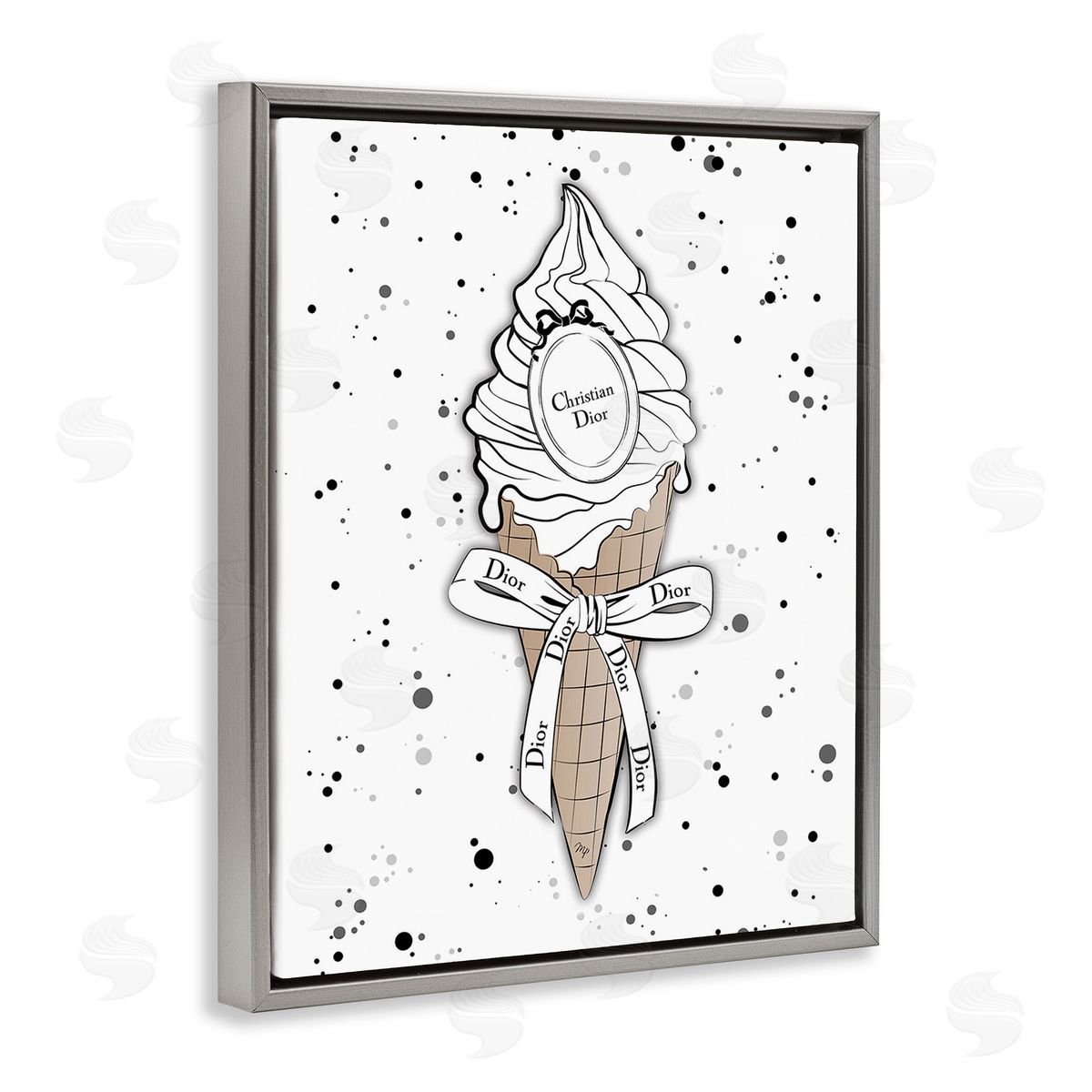 Martina Pavlova Glam Brand Dessert Gray Floating Frame Canvas Wall Art Print