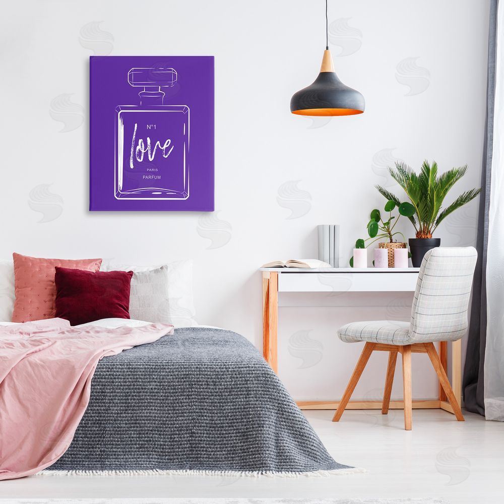 Martina Pavlova Simple Perfume on Purple Canvas Wall Art Print in Room