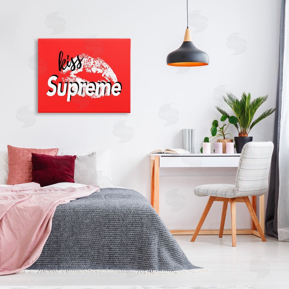 Martina Pavlova Kiss Supreme on Red Canvas Wall Art Print in Room