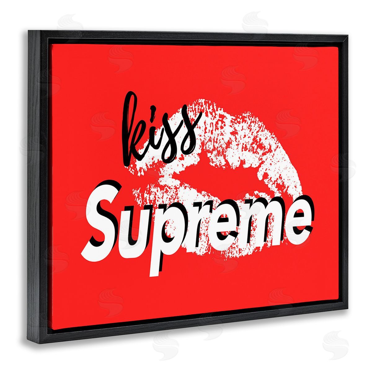 Martina Pavlova Kiss Supreme on Red Black Floating Frame Canvas Wall Art Print