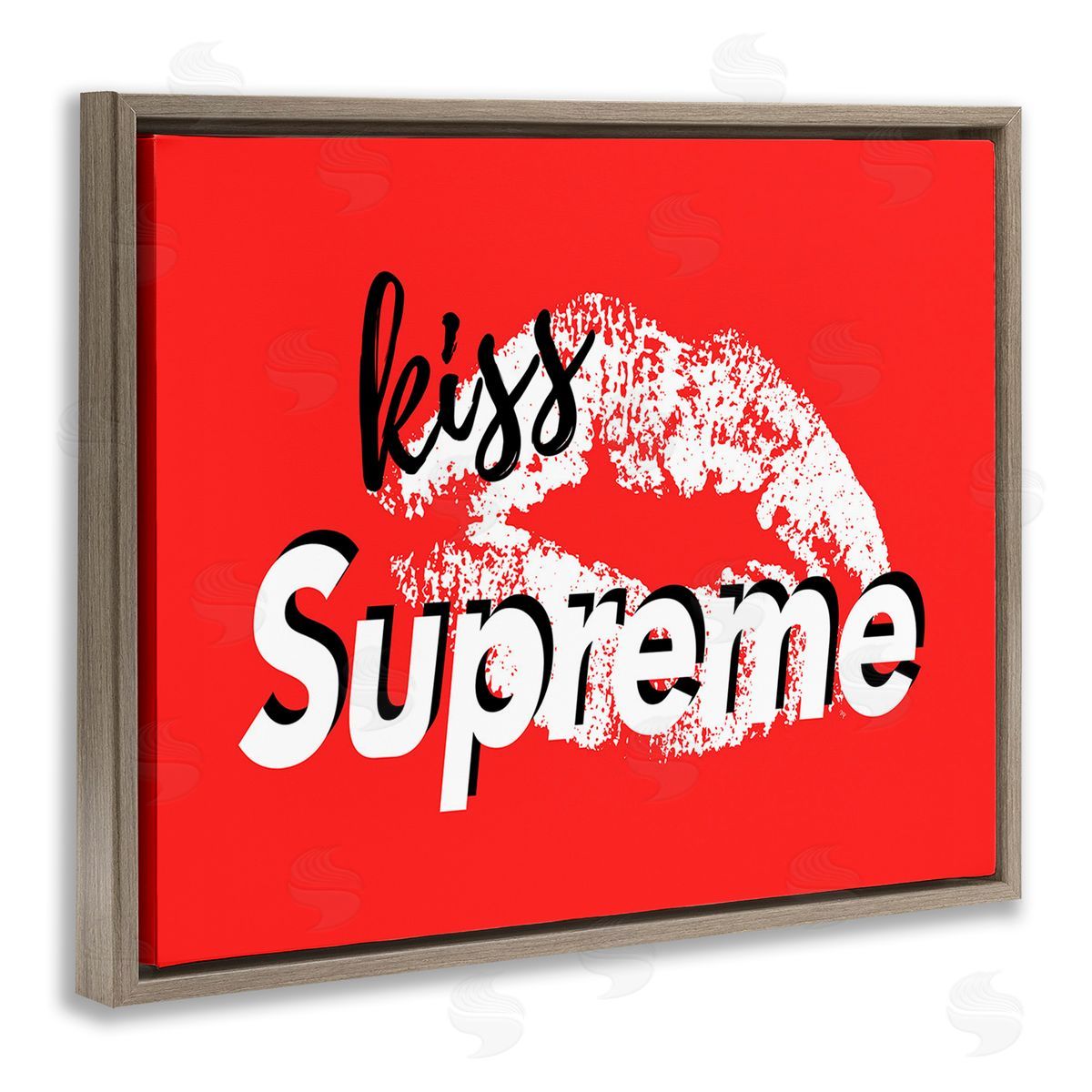 Martina Pavlova Kiss Supreme on Red Brown Floating Frame Canvas Wall Art Print