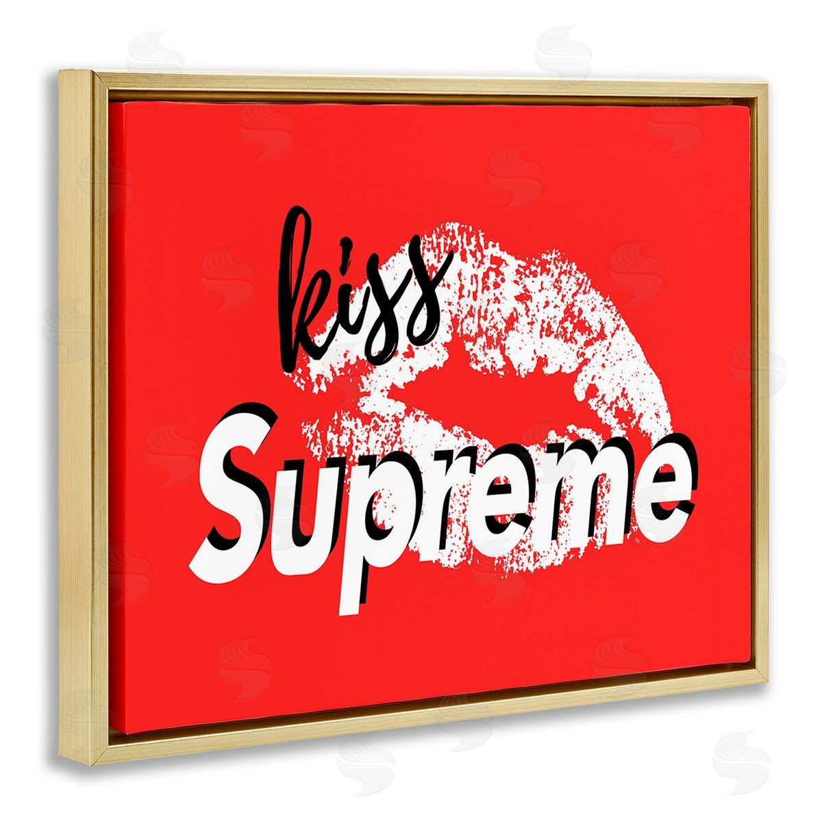 Martina Pavlova Kiss Supreme on Red Gold Floating Frame Canvas Wall Art Print