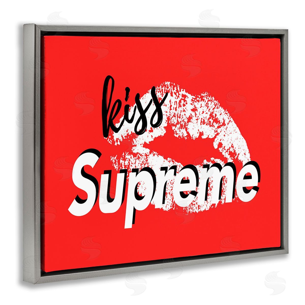Martina Pavlova Kiss Supreme on Red Gray Floating Frame Canvas Wall Art Print