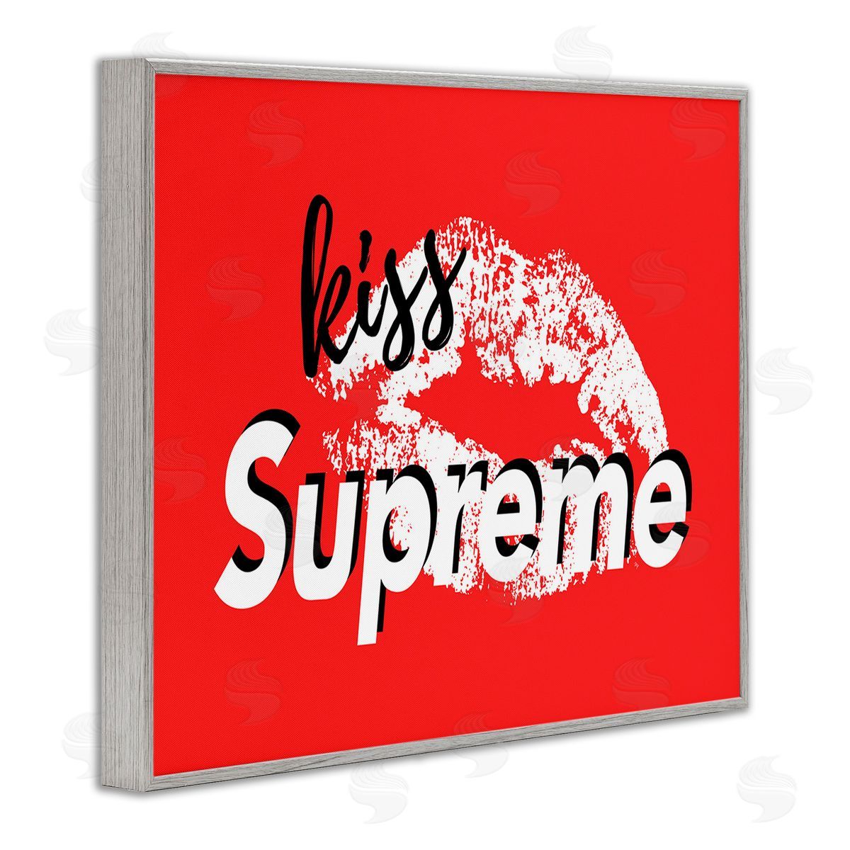 Martina Pavlova Kiss Supreme on Red Gray Framed Giclee Wall Art Print