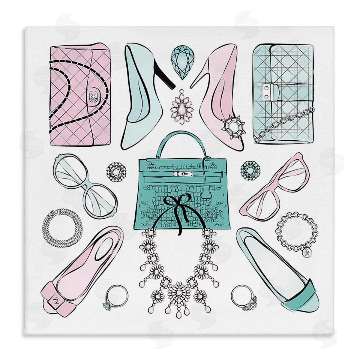 Martina Pavlova Pastel Fashion Accessories Stretched Canvas Wall Art Print