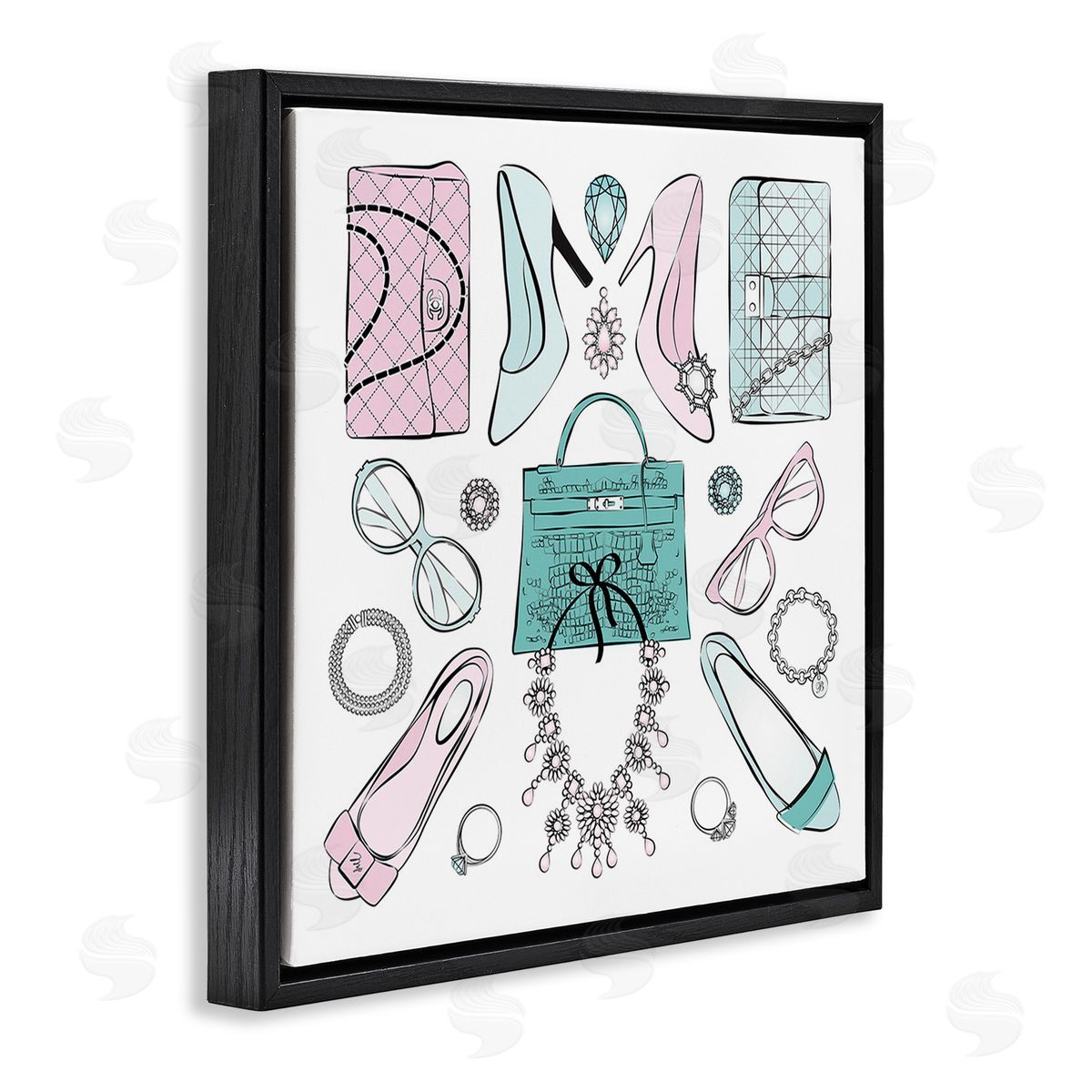 Martina Pavlova Pastel Fashion Accessories Black Floating Frame Canvas Wall Art Print