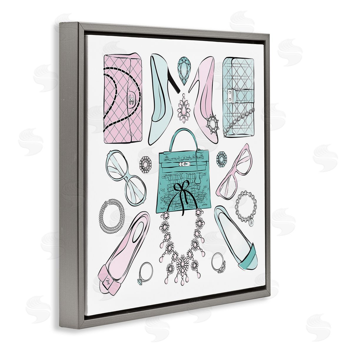 Martina Pavlova Pastel Fashion Accessories Gray Floating Frame Canvas Wall Art Print