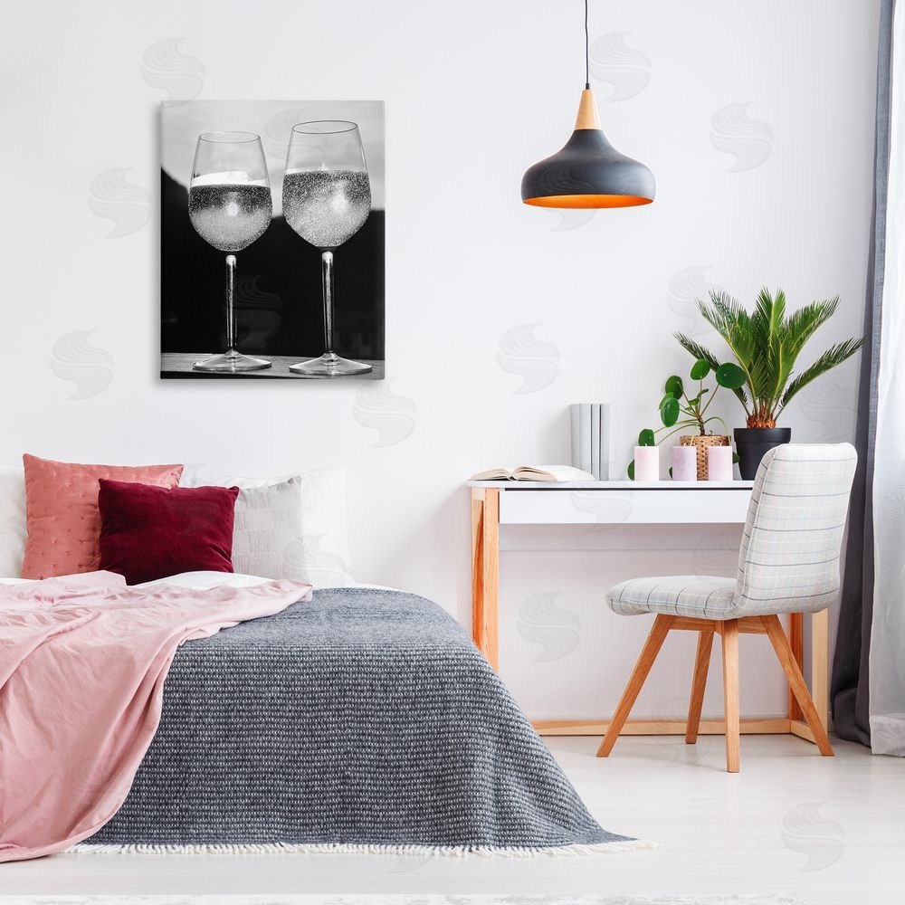 Stupell Studio Fizzy Champagne Glasses Canvas Wall Art Print in Room