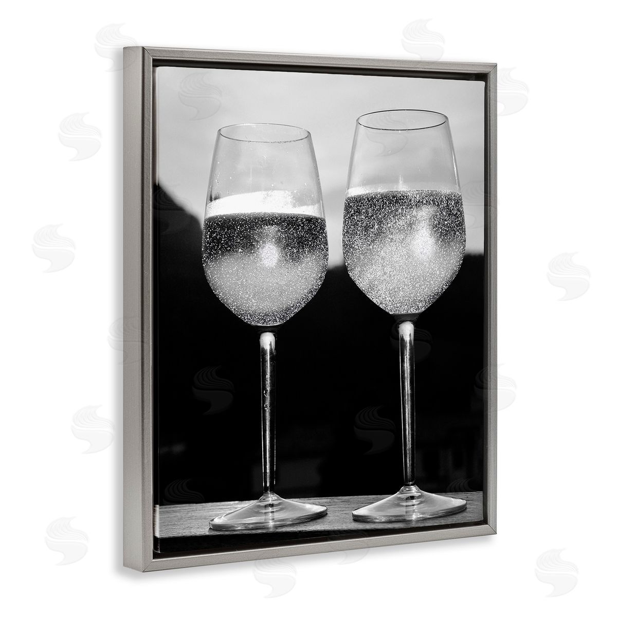 Stupell Studio Fizzy Champagne Glasses Gray Floating Frame Canvas Wall Art Print