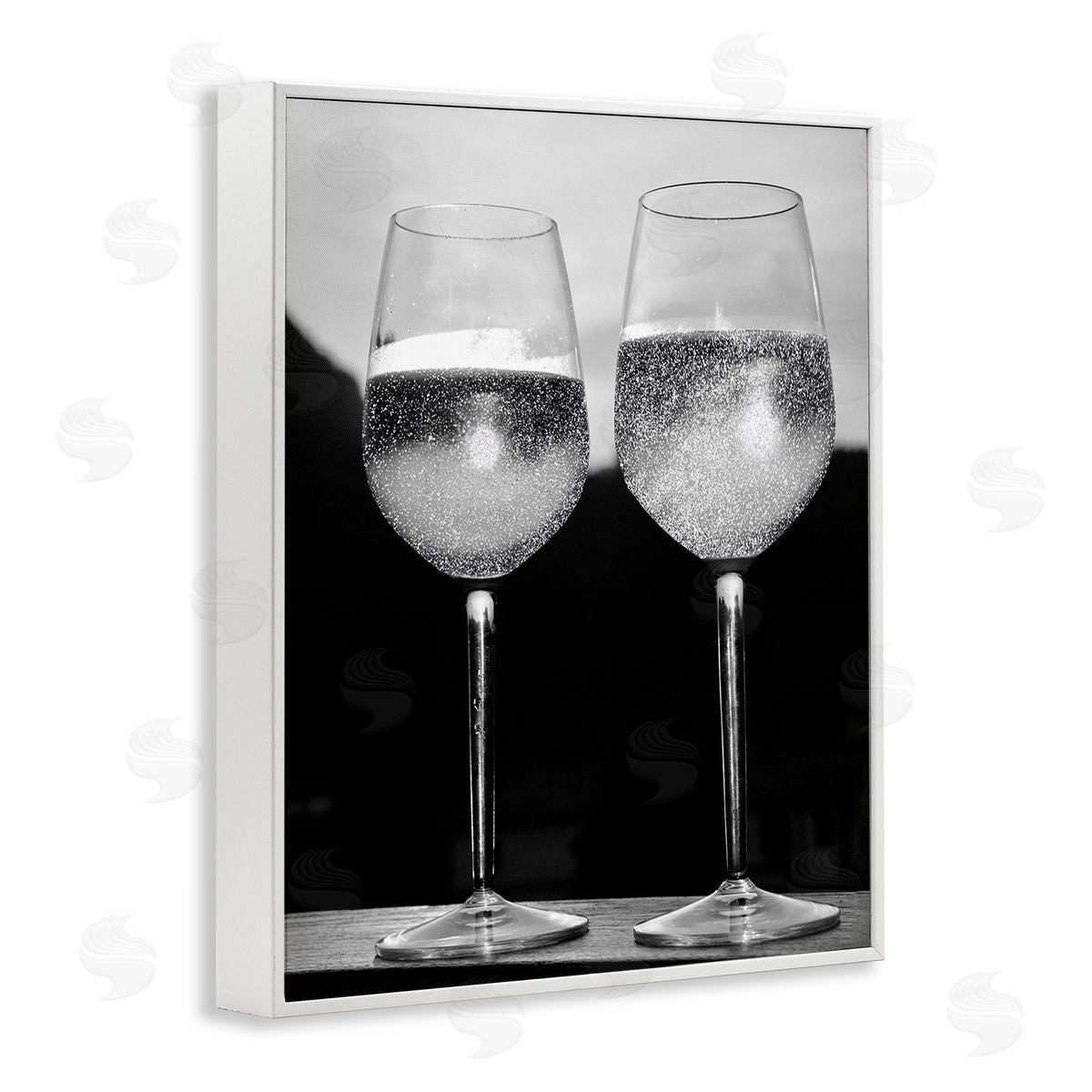 Stupell Studio Fizzy Champagne Glasses White Framed Giclee Wall Art Print