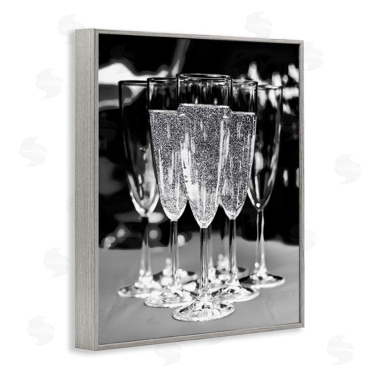 Stupell Studio Glam Champagne Flutes Gray Framed Giclee Wall Art Print