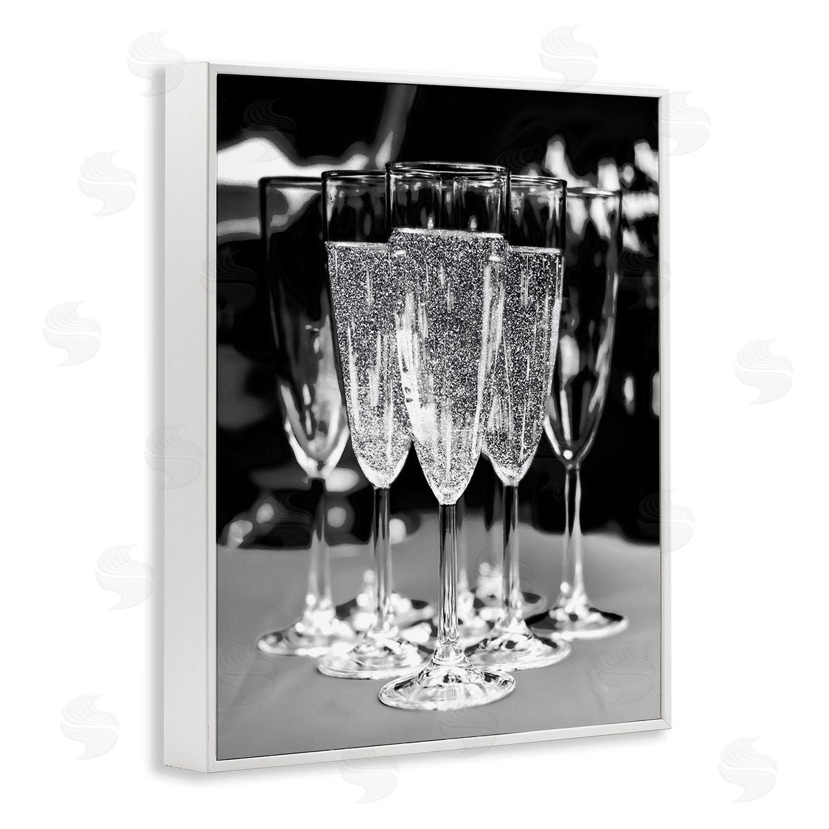 Stupell Studio Glam Champagne Flutes White Framed Giclee Wall Art Print