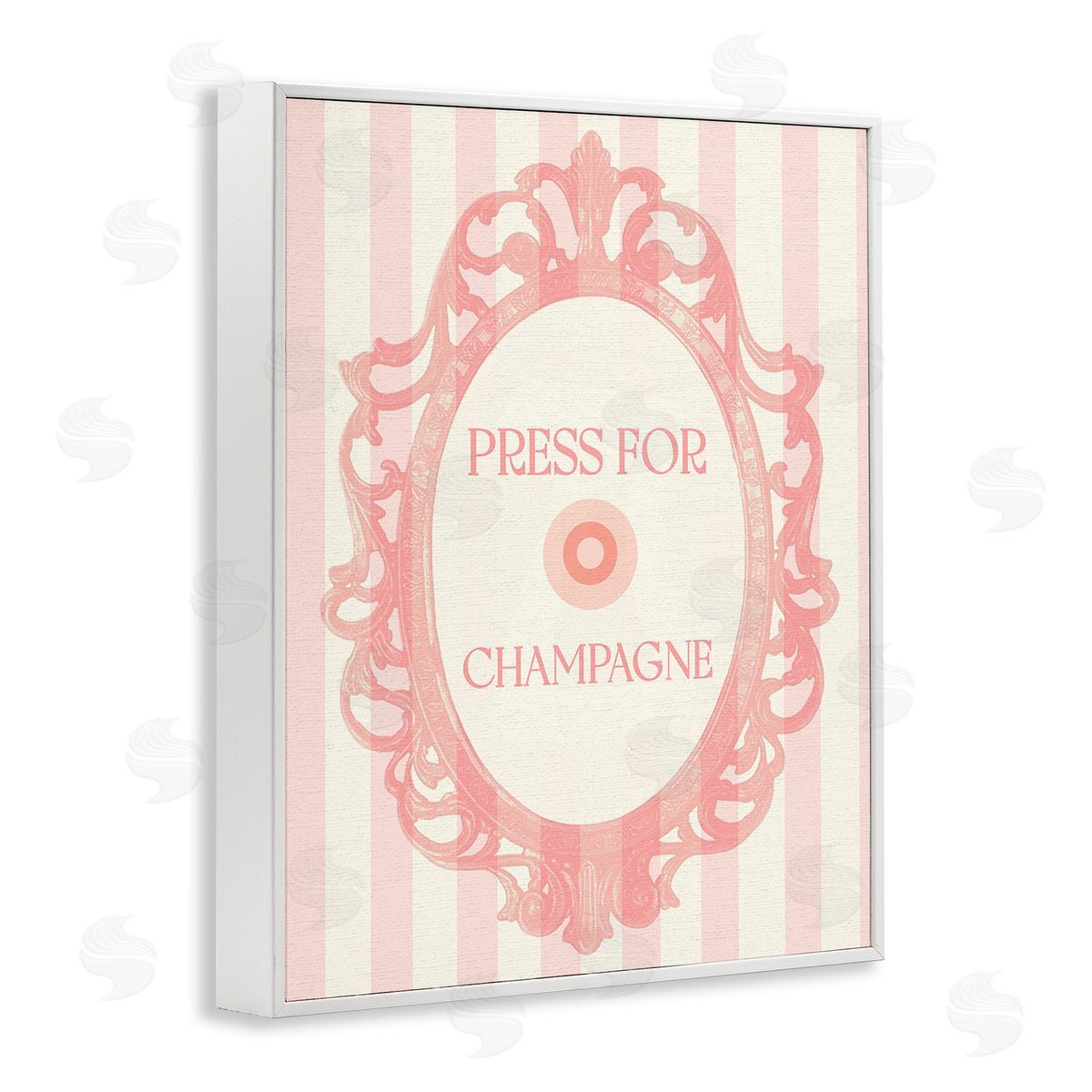 Stupell Studio Champagne Button on Stripes White Framed Giclee Wall Art Print