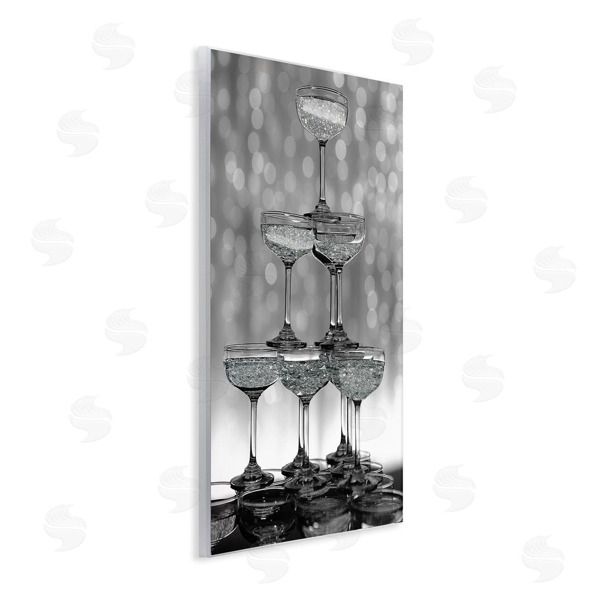 Stupell Studio Stacked Champagne Glasses Wooden Wall Plaque Art Print