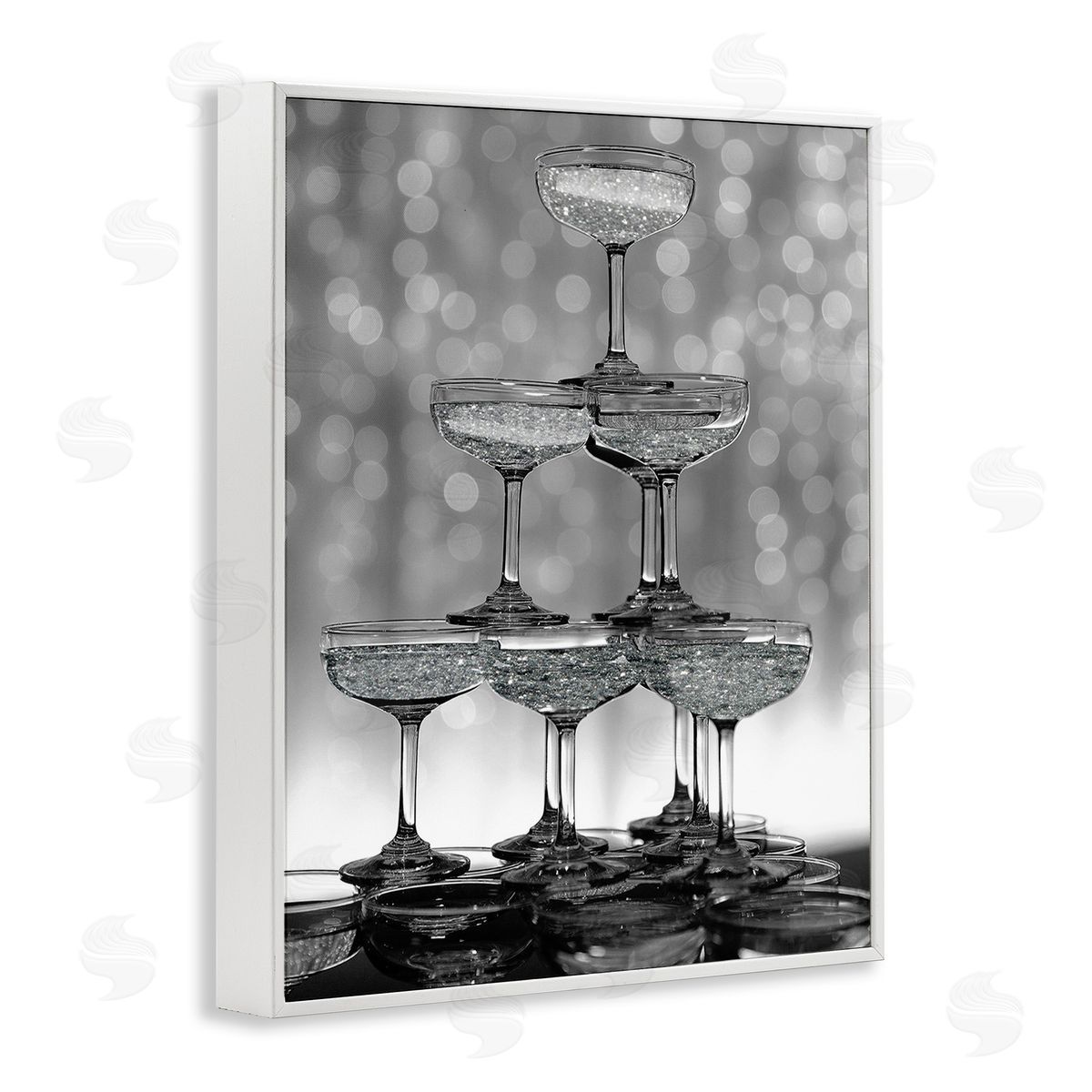 Stupell Studio Stacked Champagne Glasses White Framed Giclee Wall Art Print