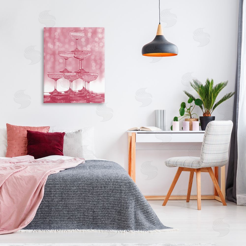 Stupell Studio Pink Stacked Glasses Canvas Wall Art Print in Room