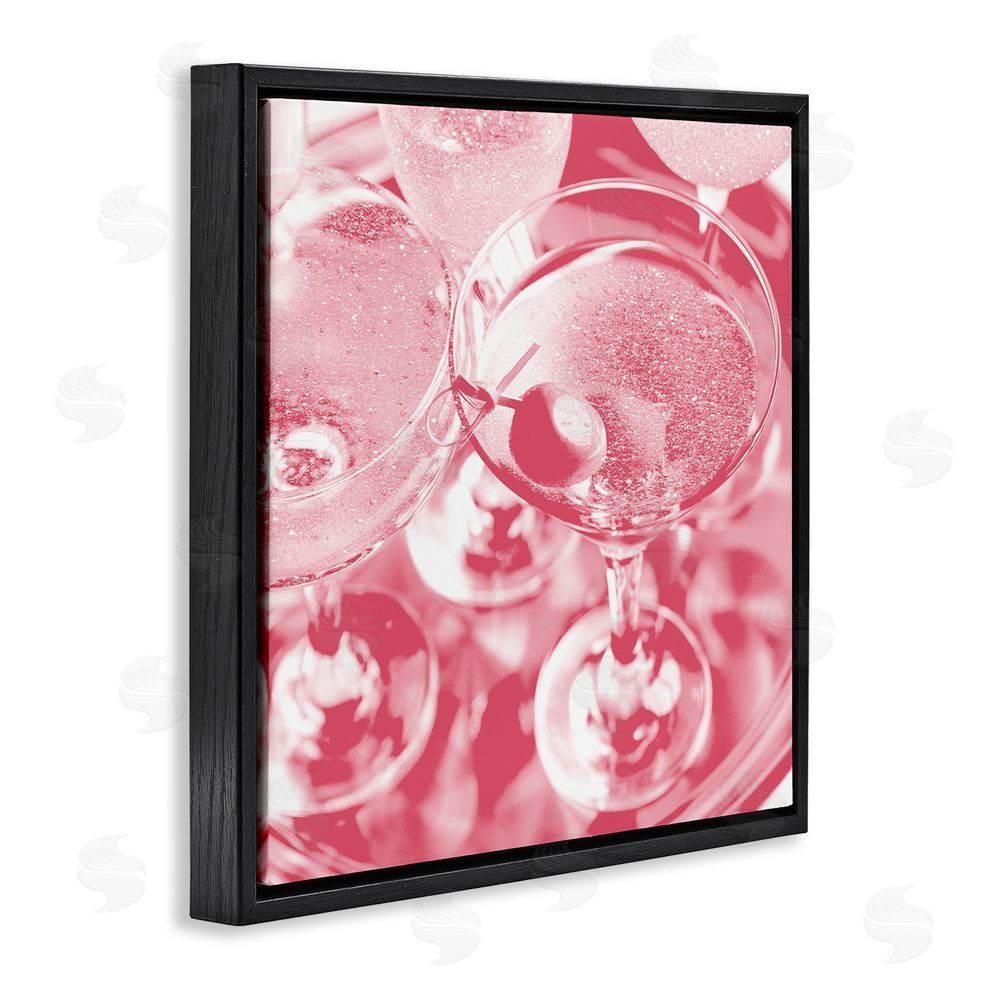 Stupell Studio Pink Glam Cocktails Black Floating Frame Canvas Wall Art Print