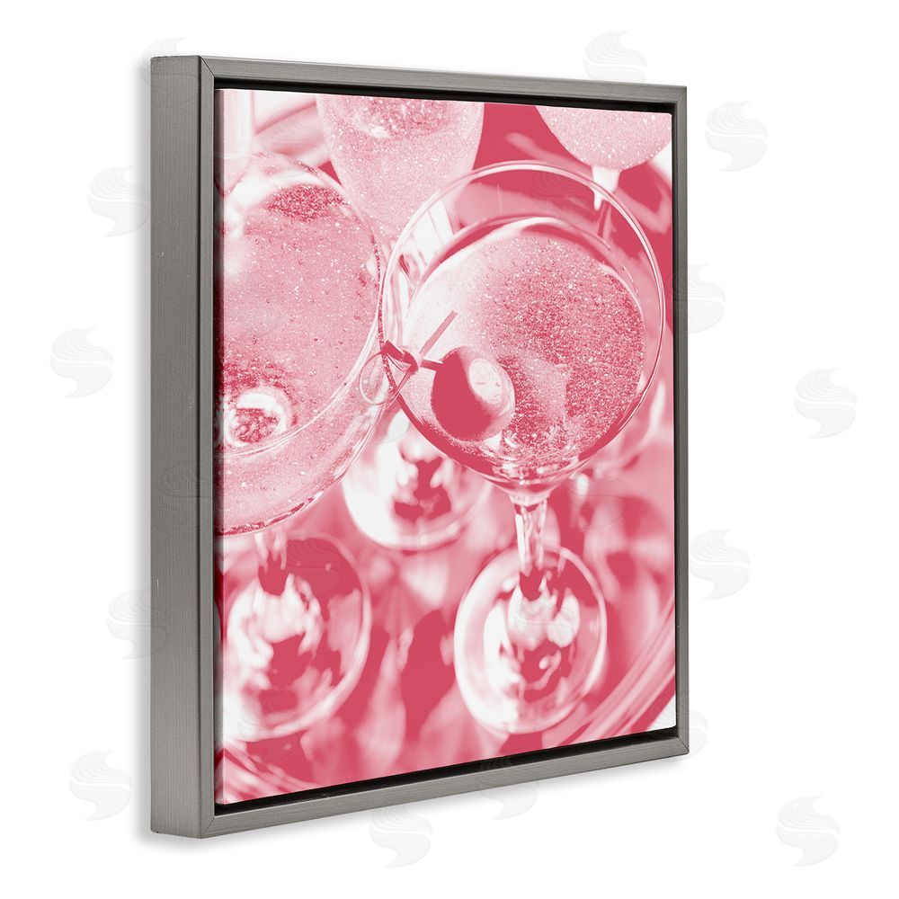 Stupell Studio Pink Glam Cocktails Gray Floating Frame Canvas Wall Art Print