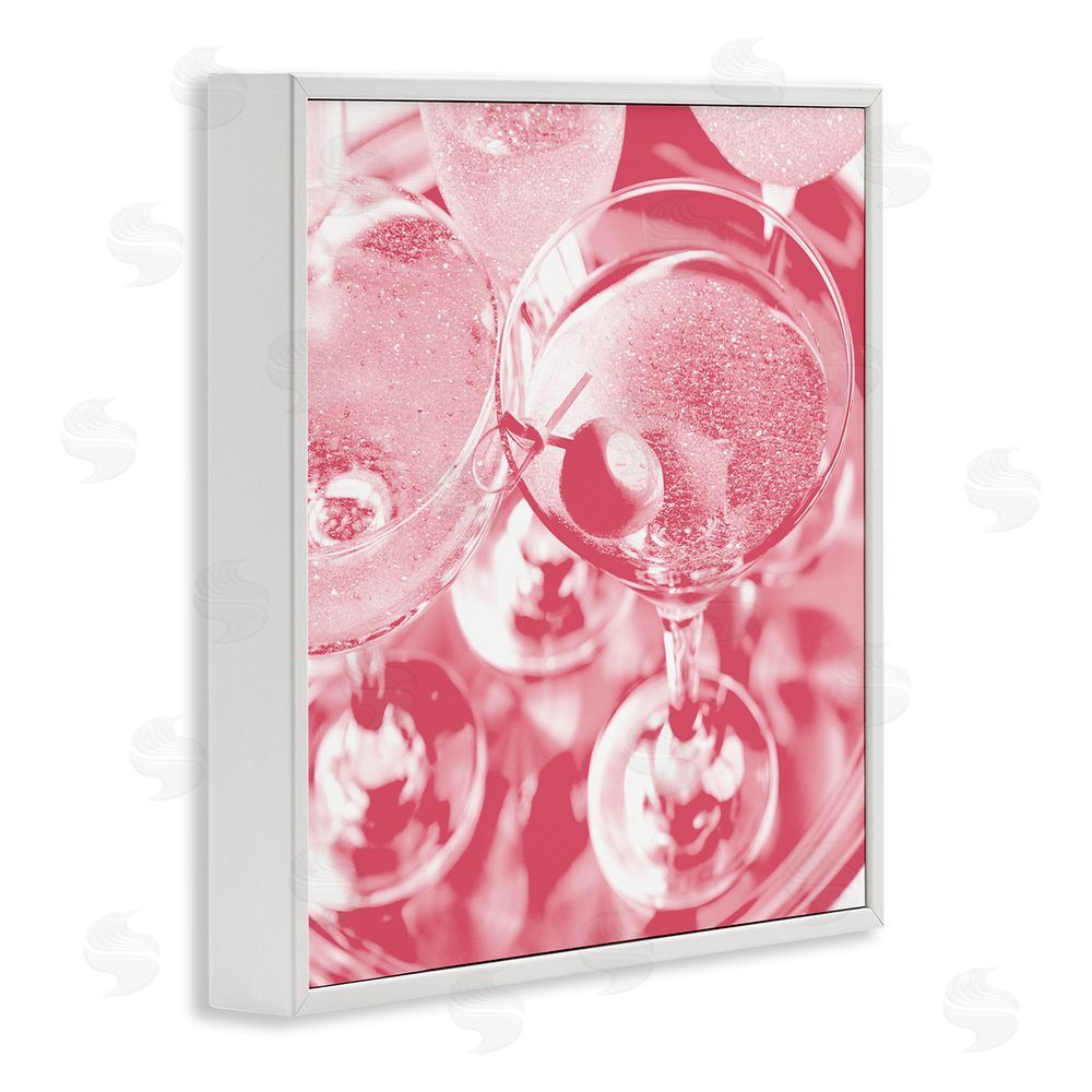 Stupell Studio Pink Glam Cocktails White Framed Glicee Wall Art Print