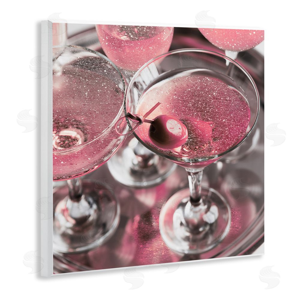 Stupell Studio Pink Sparkle Martinis Wooden Wall Plaque Art Print