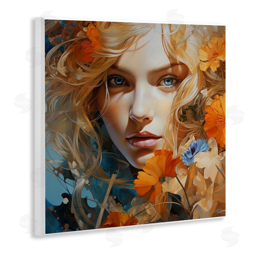 RB Expressive Flower Portrait Wooden Wall Plaque Art Print